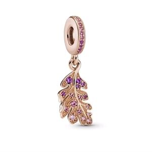 Pandora Oak Leaf Dangle Charm 14k Rose Gold Plated